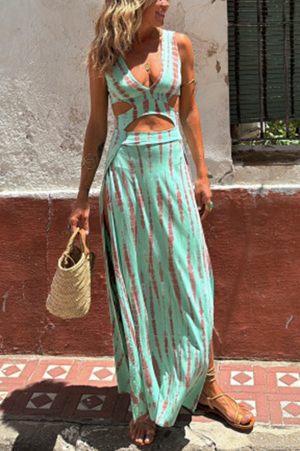 Miky - Vestito Plunge Cut-Out in Lino