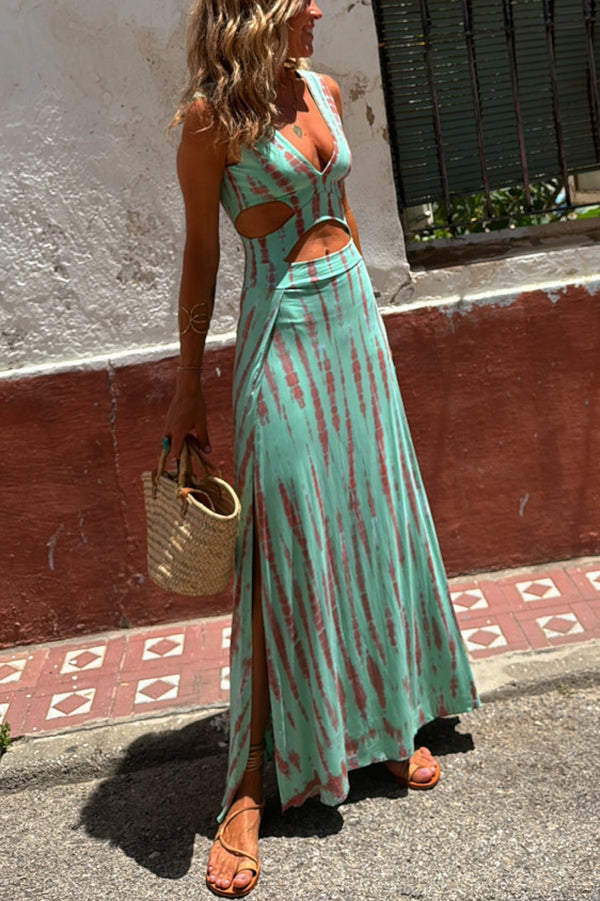 Miky - Vestito Plunge Cut-Out in Lino