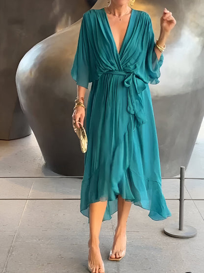 Monica | Abito in chiffon con scollatura a V