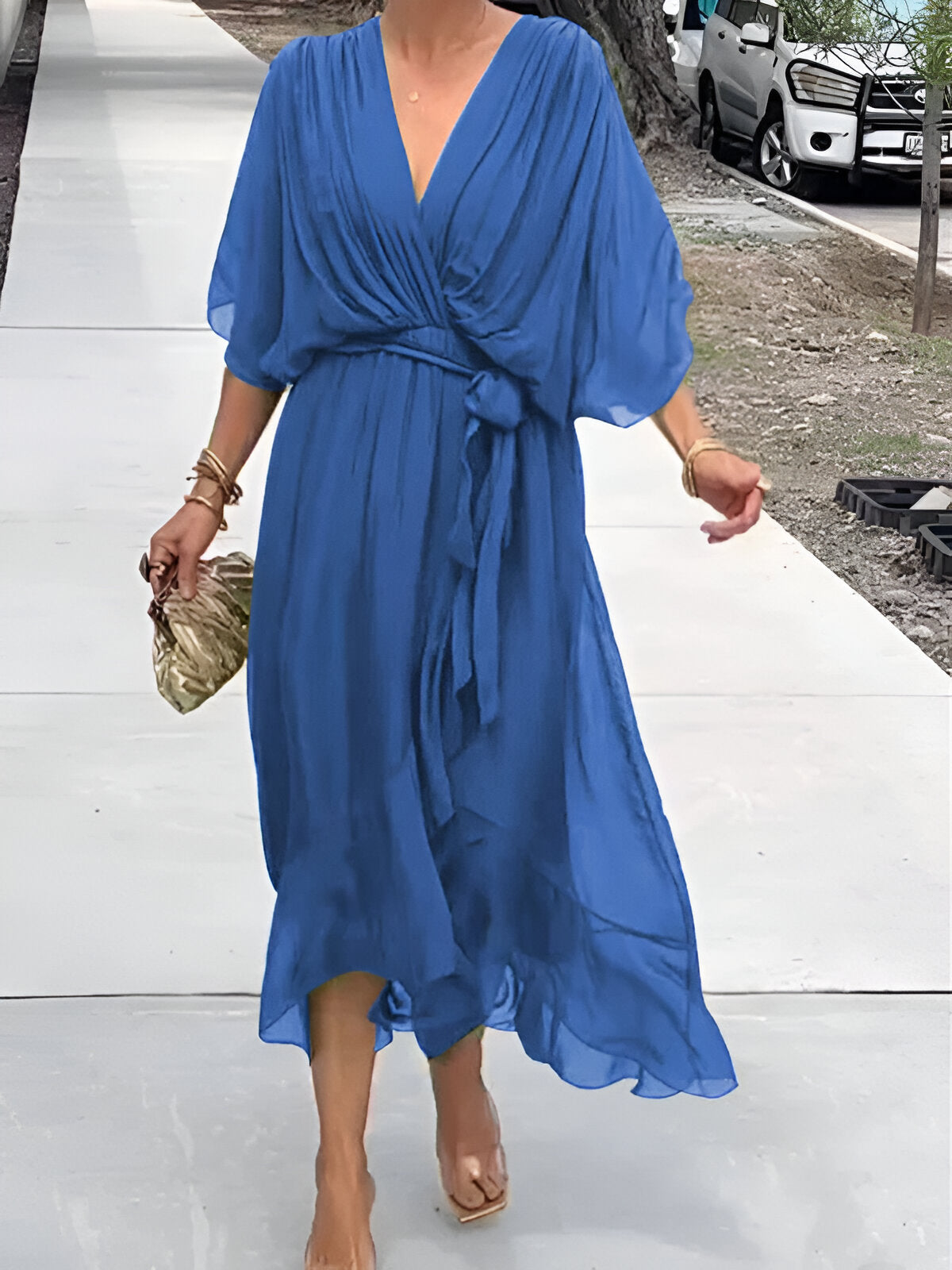 Monica | Abito in chiffon con scollatura a V